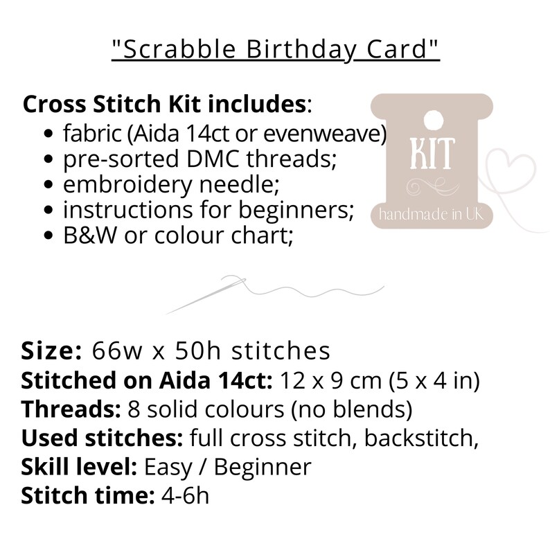 Scrabble Thread Scrabble Letters Birthday Card Cross Stitch Kit / DIY 70th Anniversary ...