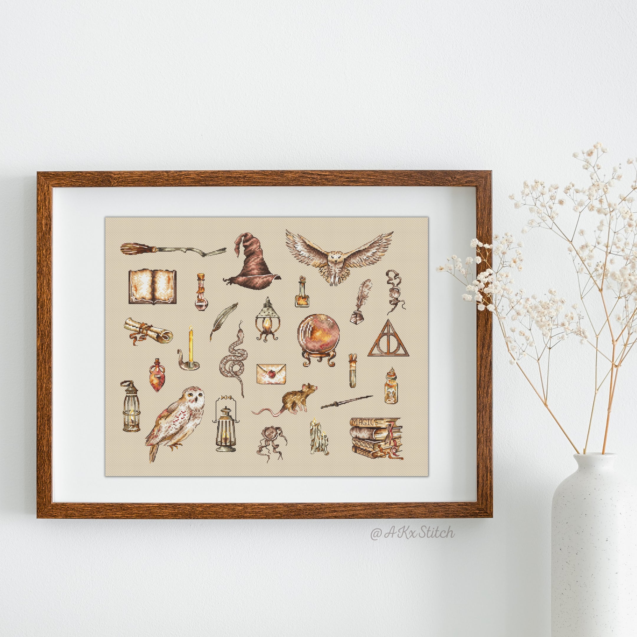 Kit De Broderie Croisée 11Ct Tissu Imprimé 40X50Cm Broderie Motifs De Dessin Animé De Maison De Sorcière D'Halloween, 50X70Cm Diy Kit D'Entrée Simple Pré - Impression Broderie Pour Fil