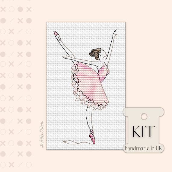 Ballet Dancer Cross Stitch Kit Ballerina Dancing in Pink Tutu & Pointe  Shoes Embroidery Pattern and Supplies, Gift for Girl Room Decor Art 