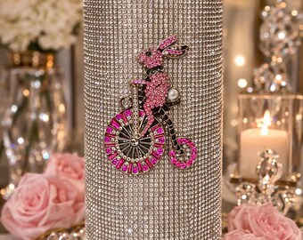 Bling Crystal Bunny Vase – Luxury Rhinestone Floral Centerpiece, Glam Home Decor, Gift for Her, Pink Sparkle Statement Piece