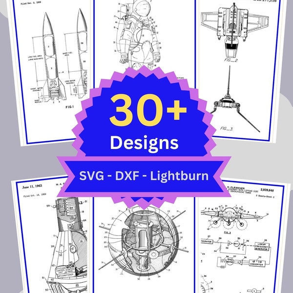 Vintage Patent Art. Original vintage patent drawings. Create your own artwork. For Laser projects, Cricut or Wall Art etc. SVG, DXF.