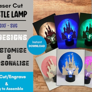 CASTLE Lamp Laser files - SVG - DXF - Amazing Unique Gift