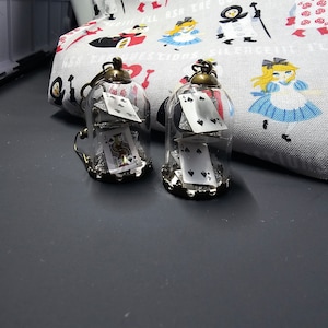 Playing card glass earrings
