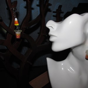 Candy corn iced coffee earring set