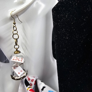 Playing card glass earrings