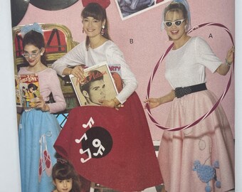 Butterick Costumes 4286 | Misses's Top and Poodle Skirt | Size XS-L Bust 30.5-40 | Complete sewing pattern