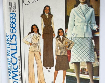 McCall's Marlo's Corner 5669 | Misses' ungefütterte Jacke oder Weste, Rock und Hose | Größe 10 Brust 32,5 | Werkseitig gefaltet und komplettes Nähmuster