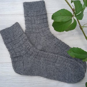 Handmade gray wool socks