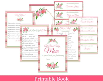 All About My Mom Questionnaire, Printable Coupon book, Mothers day DIY gift