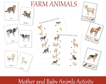 Adult Mother and Baby Matching Printable activity, Montessori Nature Study