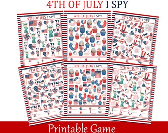 I Spy 4th of July, Independence Day Printable Game for Kids, Preschool party activity