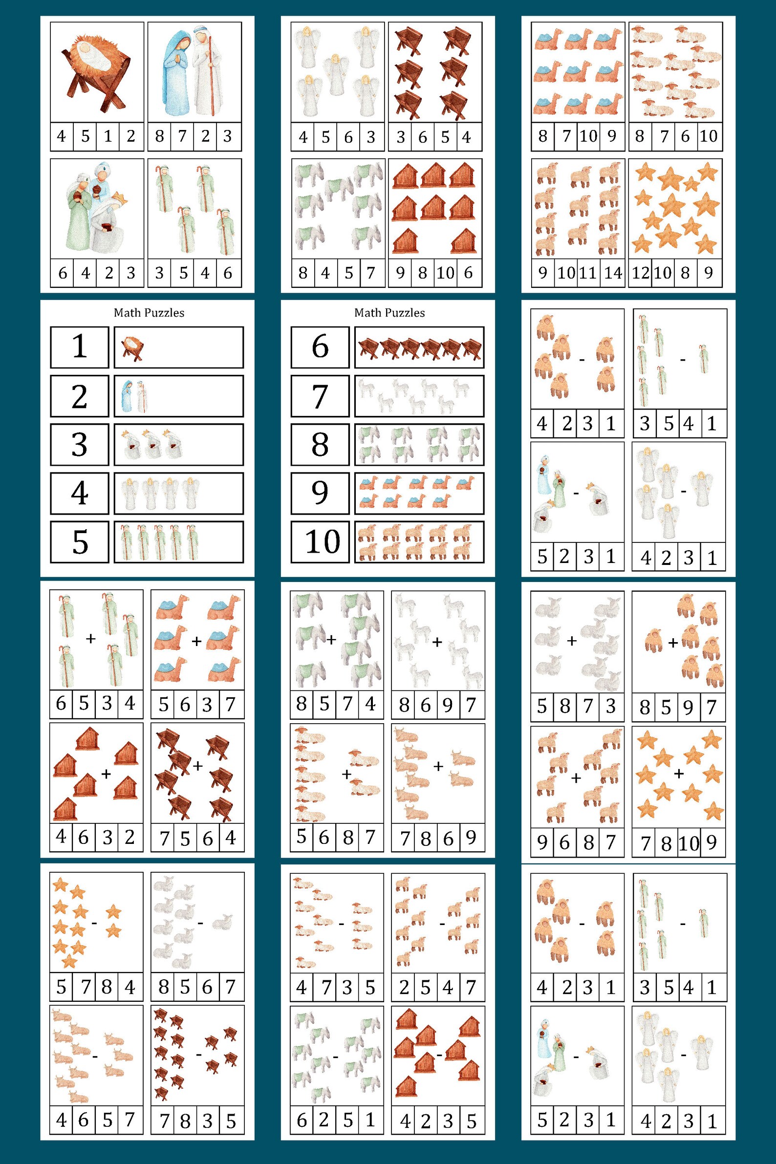 Nativity Preschool Learning Pack, Christmas Worksheets - Etsy
