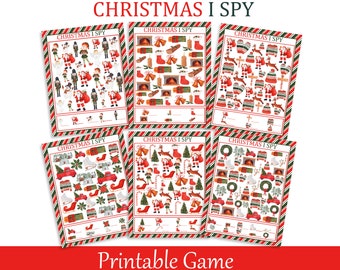 I Spy Christmas Printable Game for Kids, Winter Preschool party activity, math game