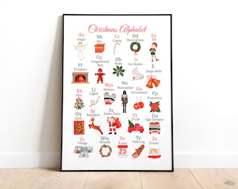 Christmas Alphabet Montessori Poster, Educational Poster, ABC Christmas printables, classroom decor