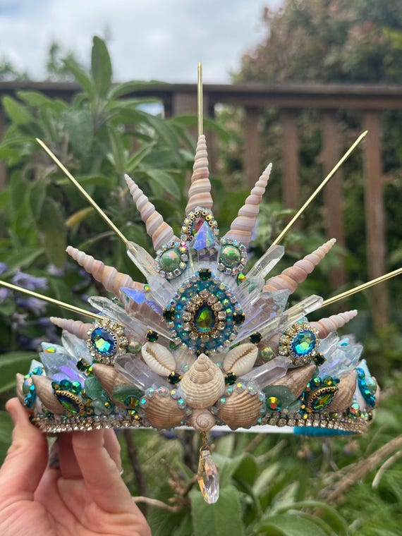 Handmade Seashells & Crystal Mermaid Wedding Crown Tiara Pastel Mermaid Shell Crystal Crown - Etsy main image 2