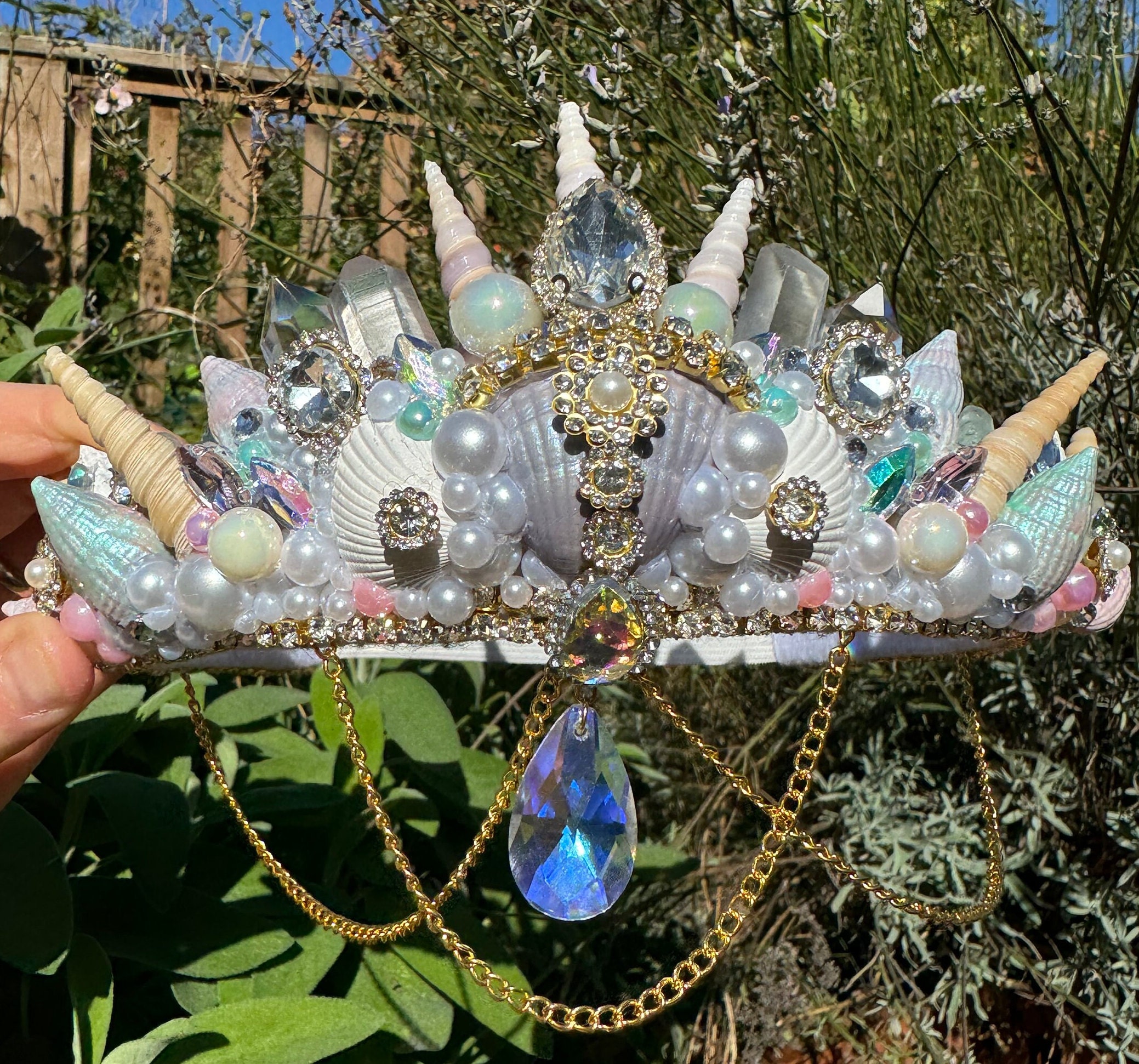 Mermaid Quartz Crystal Crown?‍♀️??? The Aquamarine Dream Mermaid Crown - Headdress - Shell Crown  main image 3