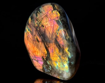 Natural Raw Polished Labradorite Gemstone Freeform Crystal Metaphysical Healing 1lb 13.4oz 3.75x2x4.5 (LAB053)