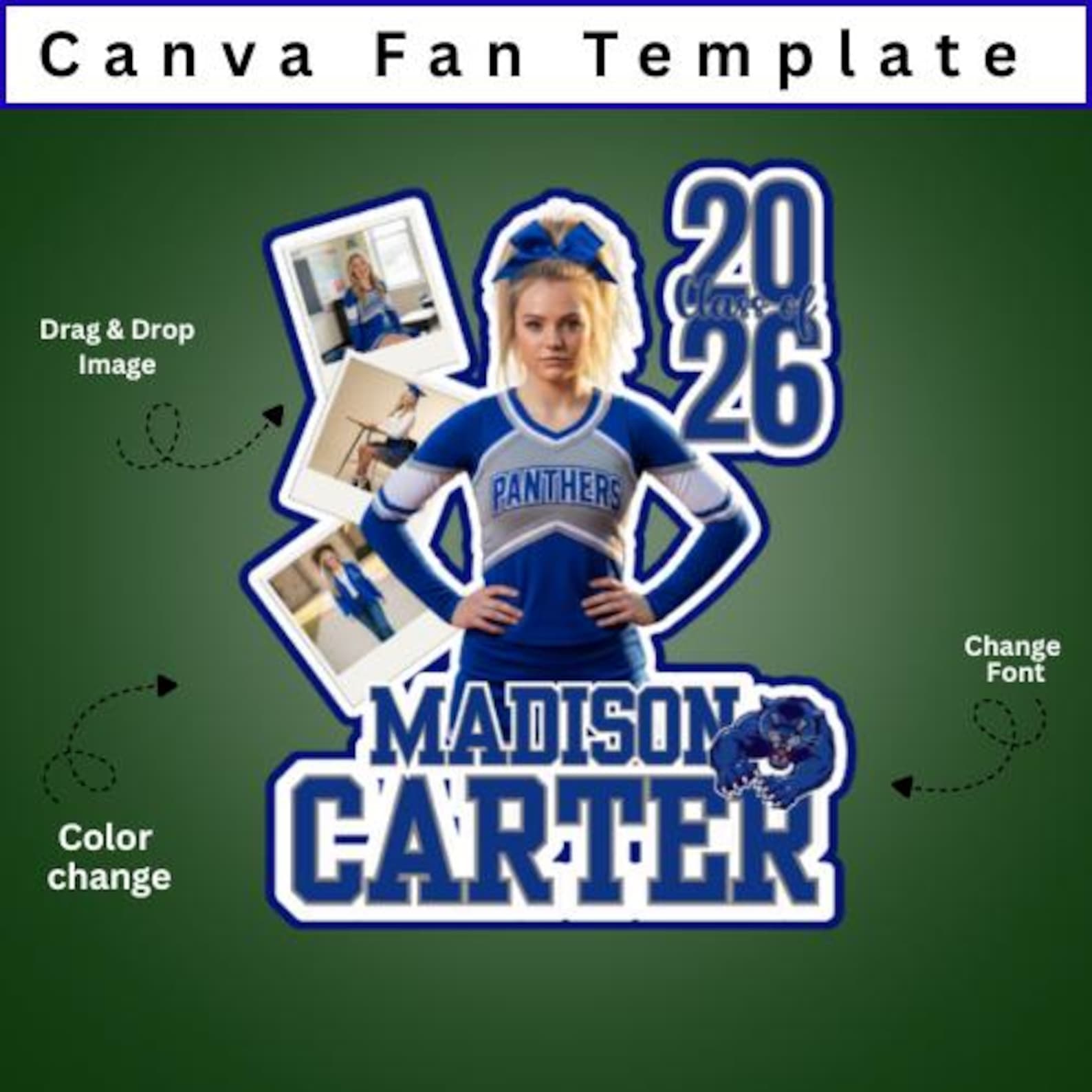 Graduation Photo Fan Template Bundle | Canva Editable, Class of 2026 ...