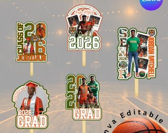 Editable Graduation Fan Templates | Class of 2026 Canva Bundle (digital ...