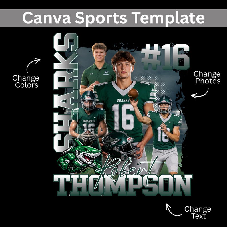 Editable Football Shirt Template | Custom Team Colors, Game Day Design ...