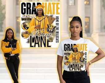 Graduation Magazine T-Shirt Design Template, Canva Senior Photo Shirt (Digital Download)