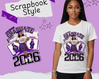 5th Grade Graduation Shirt Template, Scrapbook Style Graduate Photo Grad (Instant Download)