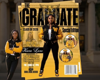 Magazine Style Graduation Flyer Template 5x7 | Editable Canva Graduation Announcement | Instant Digital Download