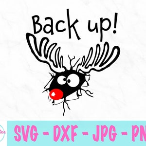 Back Up Rendier svg - Kerstmis Grappig Feestelijke svg - Gecrashte Rendier Rode Neus svg