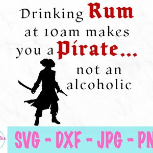 Als je om 10.00 uur Rum drinkt, ben je een piraat en geen alcoholische SVG - Alcohol SVG - Funny Drinking SVG