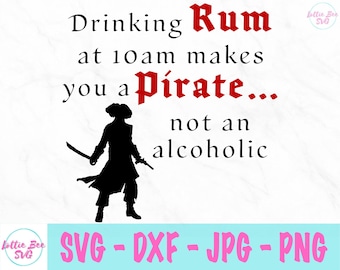 Drinking Rum at 10am makes you a Pirate not an alcoholic svg - Alcohol svg - Funny Drinking svg