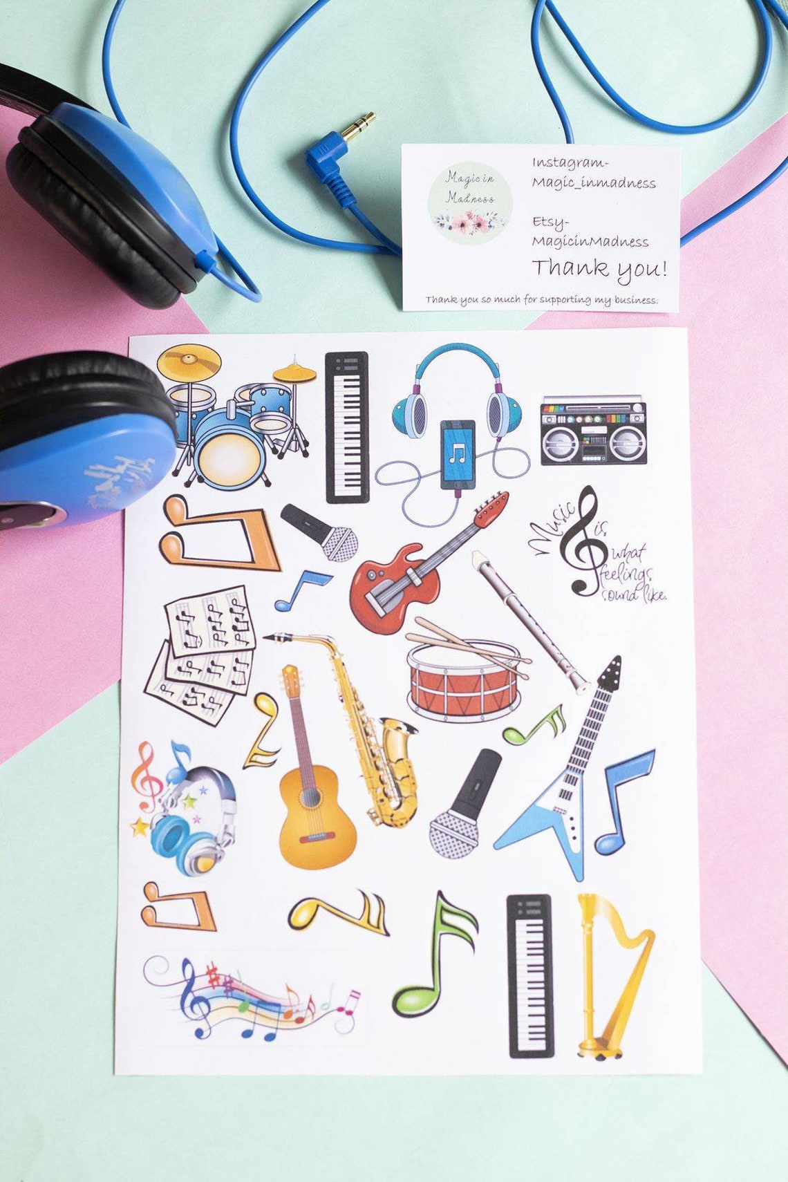 Music Sticker Sheet Matte Sticker Sheet Music Themed - Etsy UK