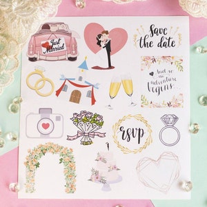 35 Mr Mrs Pink Stickers, Wedding Favour Stickers, Floral Wedding, Wedding  Scrapbook Stickers, Pink Craft Stickers, Mr Mrs Wedding Decoration 