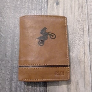 Portefeuille porte carte cuir gravure laser motocross possibilité gravure prénom