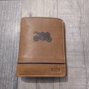 Portefeuille porte carte cuir gravure laser moto possibilité gravure prénom