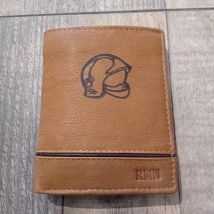 Portefeuille porte carte cuir gravure casque de pompier possibilité gravure prénom