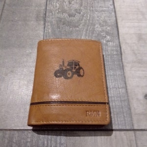 Portefeuille porte carte cuir gravure tracteur possibilité gravure prénom