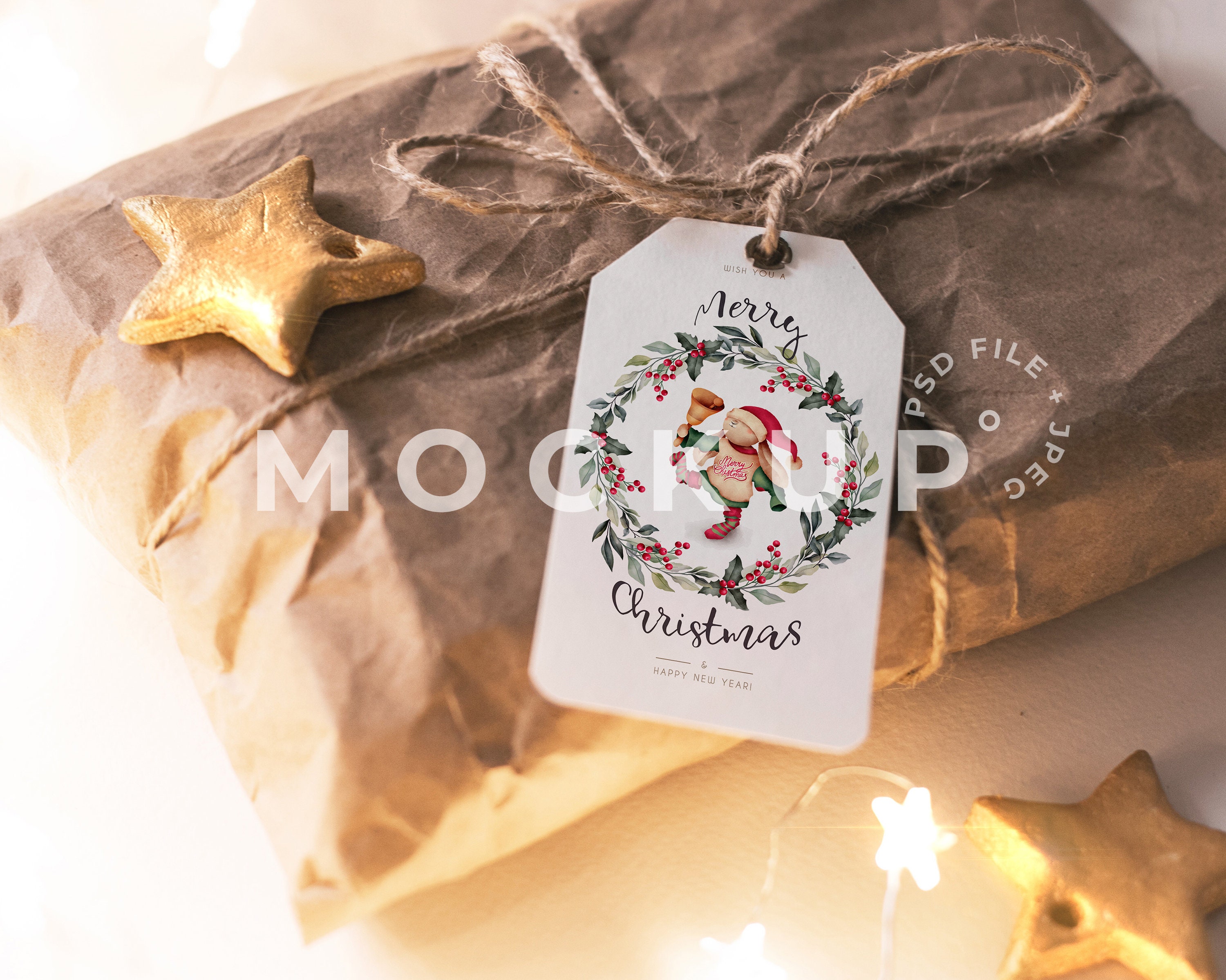 Download Gift Tag Mockup for Christmas Card Gift Box Mockup Favor ...