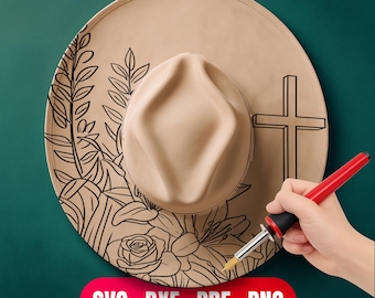 Christian Hat Burning Pyrography Design Digital Download - Hand Craft + Laser Machine Engraving Files | Commercial Use Too