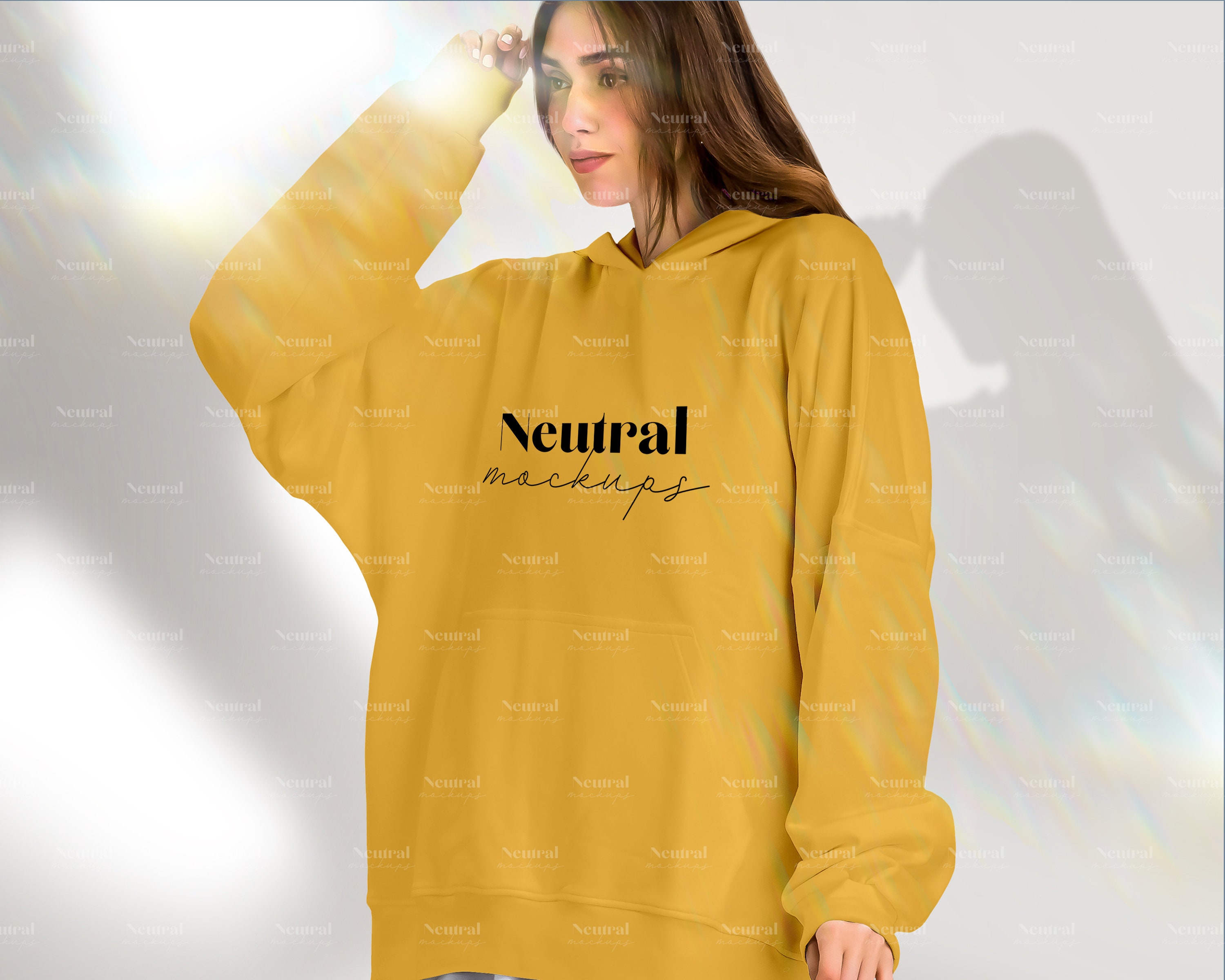 Download Heather Mustard Mockup Oversized Hoodie Mockup Gildan 18500 Etsy