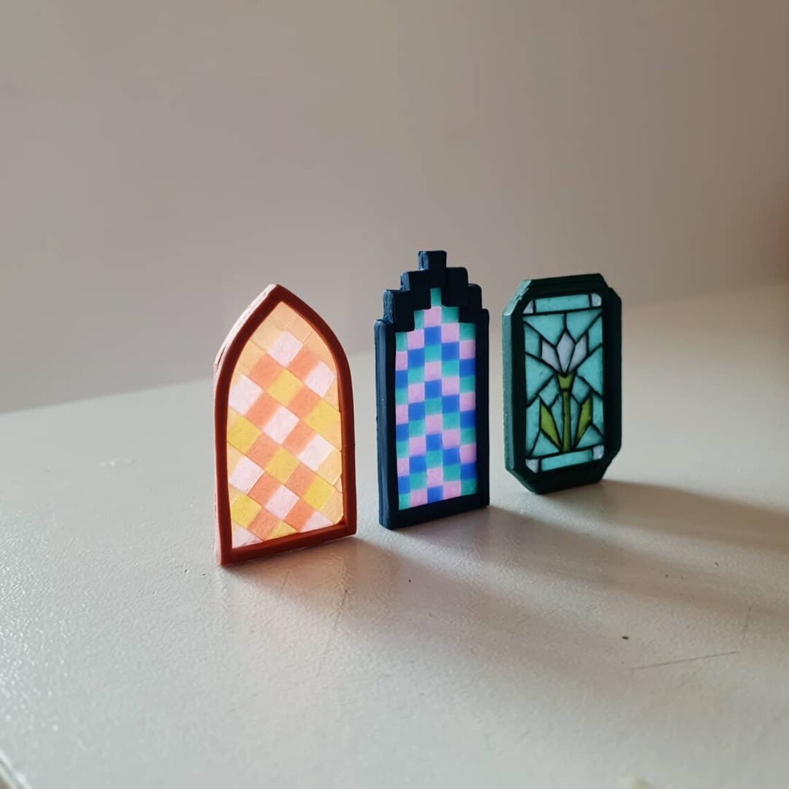 Stained glass window earrings TULIPS Handmade Polymer Clay Etsy