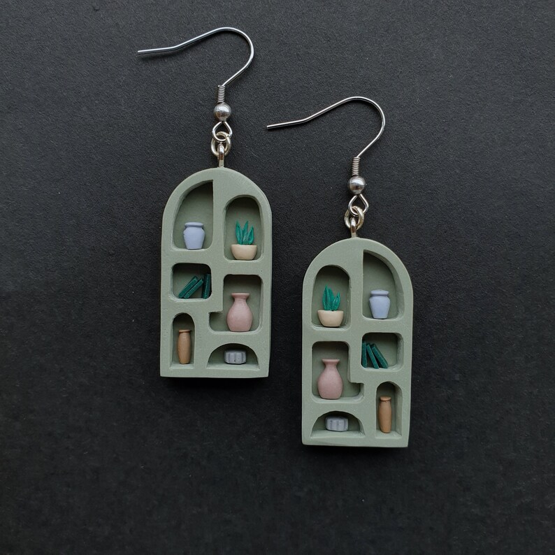 SAGE Bookshelf Earrings Polymer Clay Earrings Home Decor Etsy