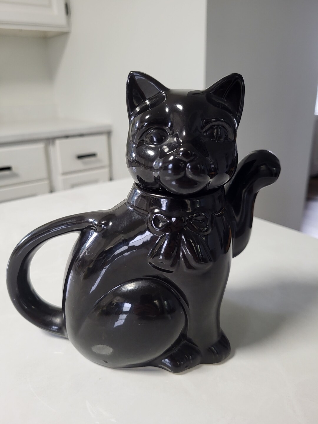 Vintage Black Cat Teapot Etsy