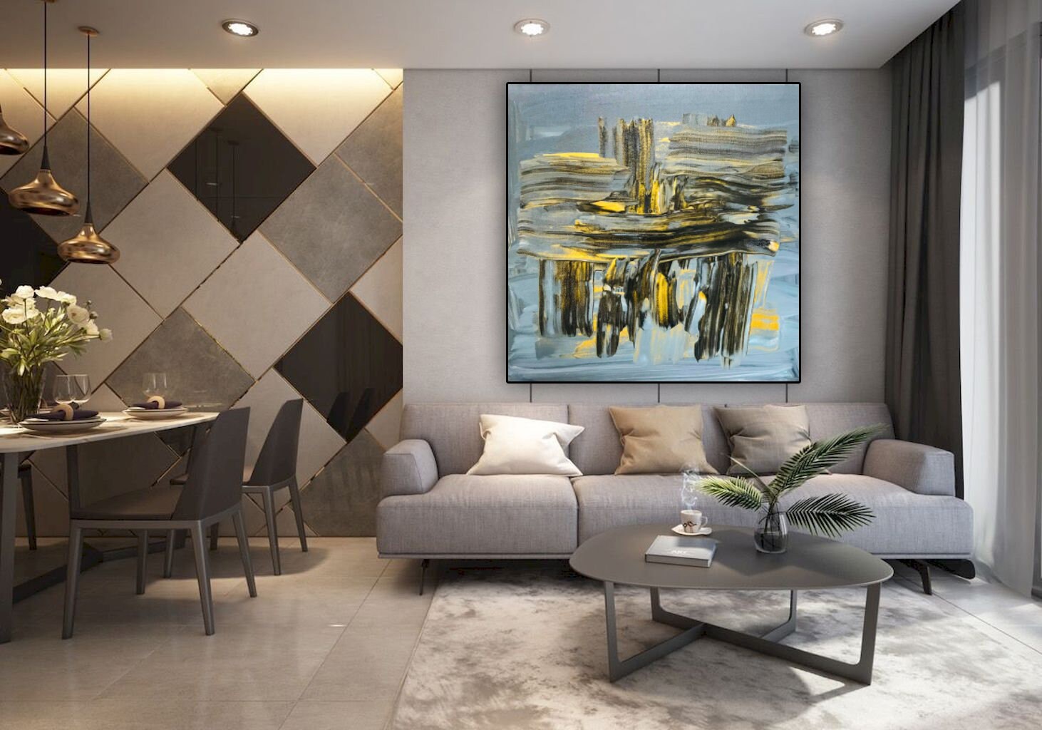 Extra large contemporary wall art acrylic handmade oversize | Etsy