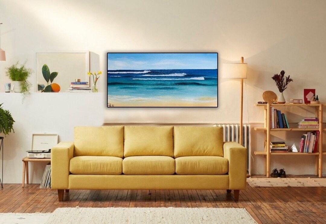 Large Acrylic Seascape Ocean Painting Handmade Surfing Waves Art on ...