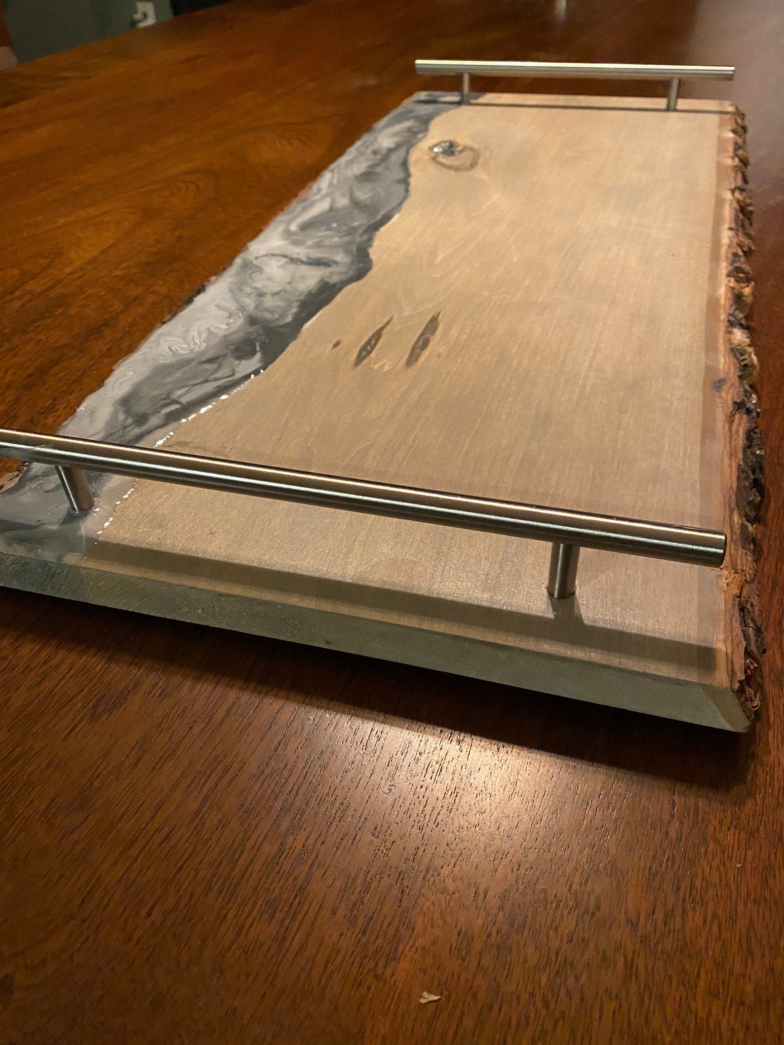 NEW Large resin cheese board with chrome handles Etsy