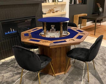 The Ultimate Poker Experience: Custom Walnut Poker Table with Rising Hidden Centerpiece