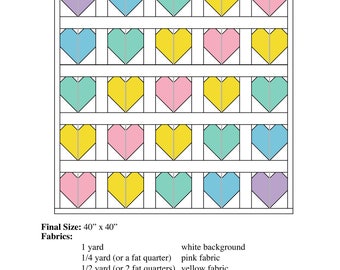 PDF Pattern - Rainbow Heart Baby Quilt
