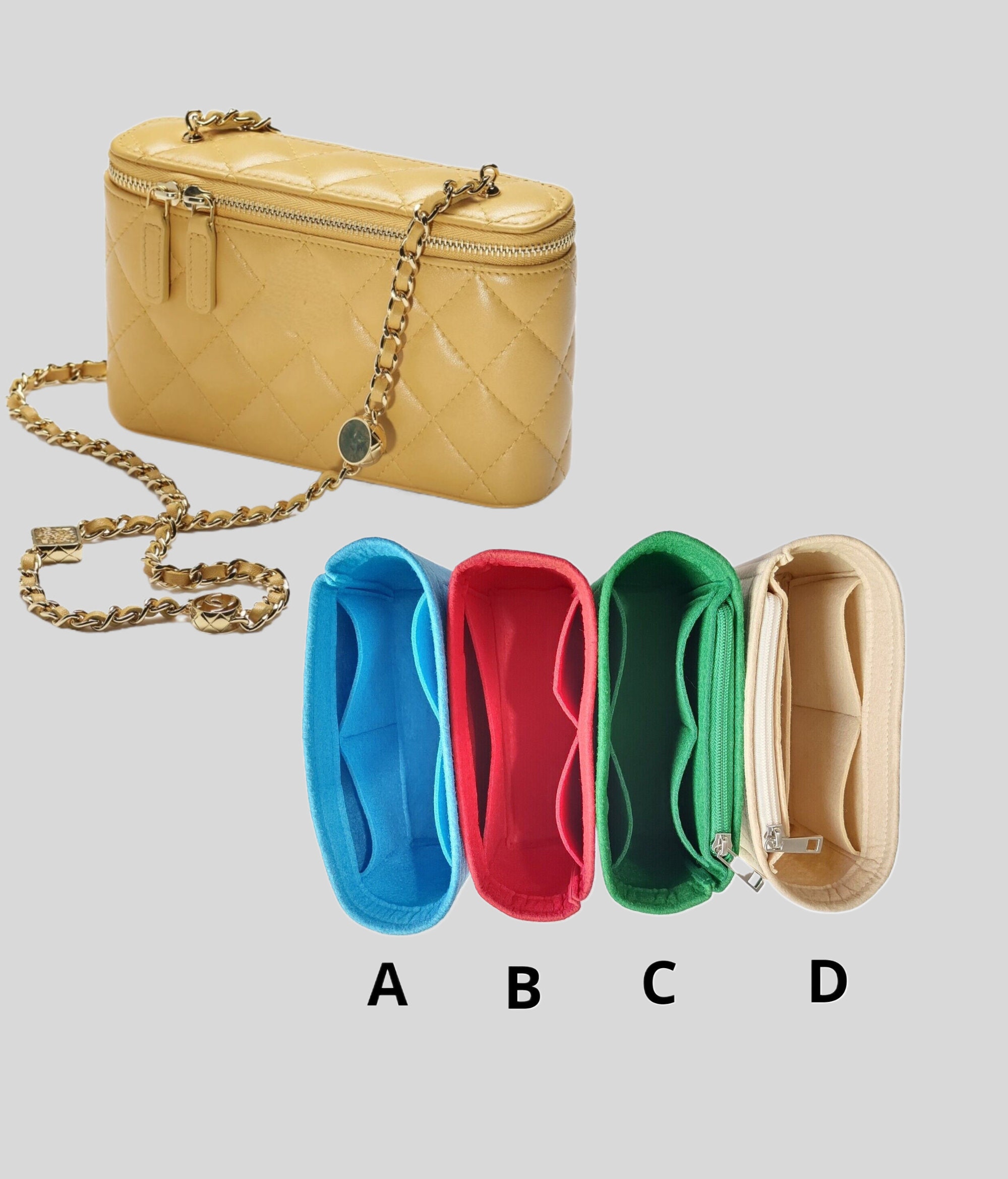 2 Styles Felt Organizer Insert for Purse Women Pouchette Wallet Conversion  Kit Mini Envelope Bag Insert Liner with D-ring Loop Rectangle Clutch Conversion  Insert Accessories Black 