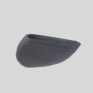 May include: A black leather golf club head cover with a seam down the centre.