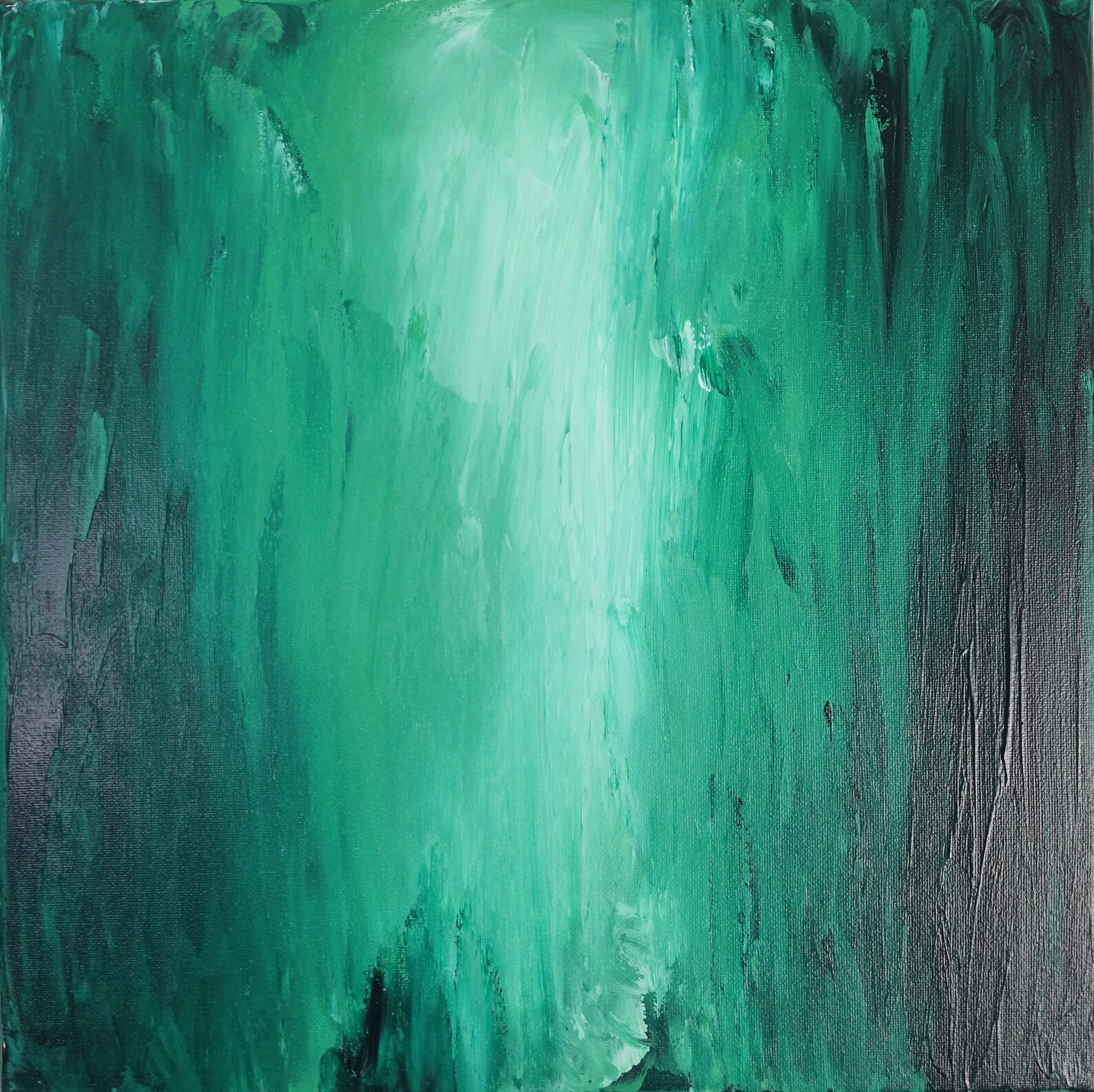 Emerald green abstract art work. Acrylic painting on canvas Etsy